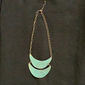 Gold and sea foam hammered statement necklace